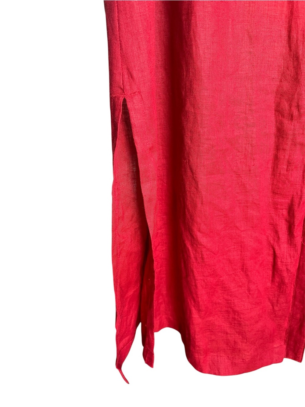 Alexandra Bartlett 100% Linen Red Midi Button-Front Shirt Dress 2X - Picture 3 of 10